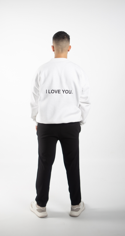 "Note To Self:" Oversized Crew Neck in White