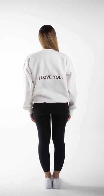 "Note To Self:" Oversized Crew Neck in White