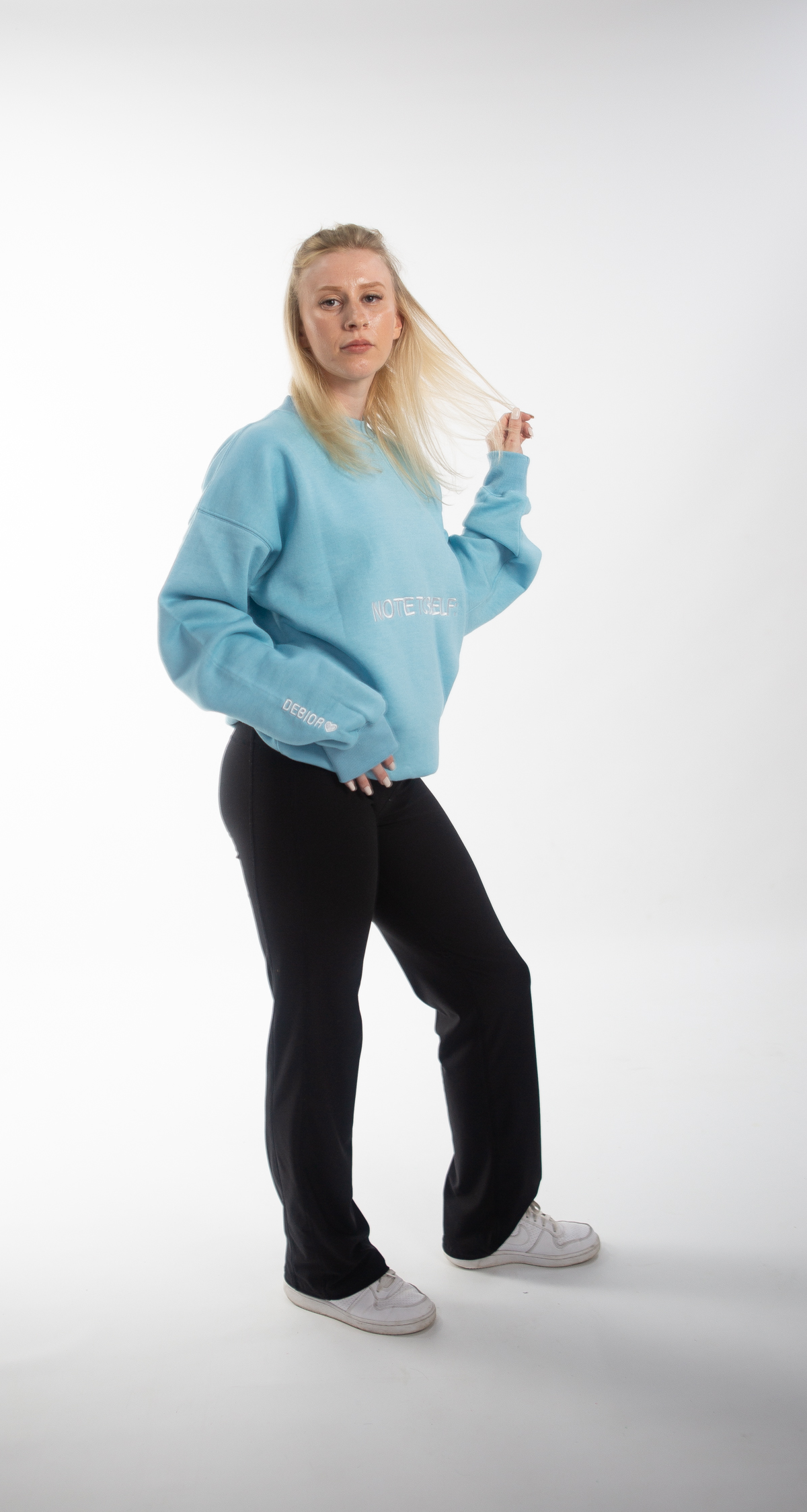 "Note To Self:" Oversized Crew Neck in Blue