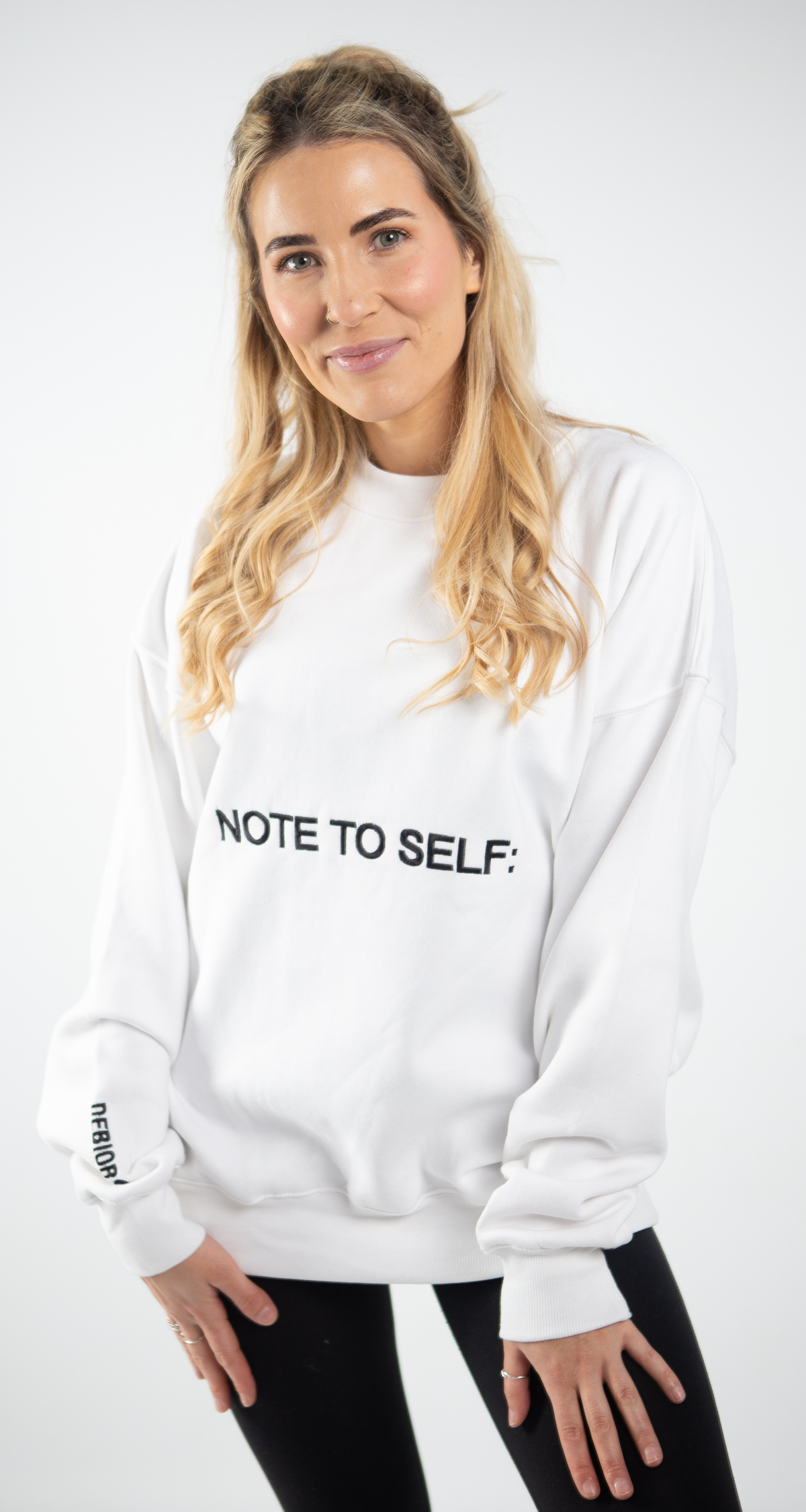 "Note To Self:" Oversized Crew Neck in White