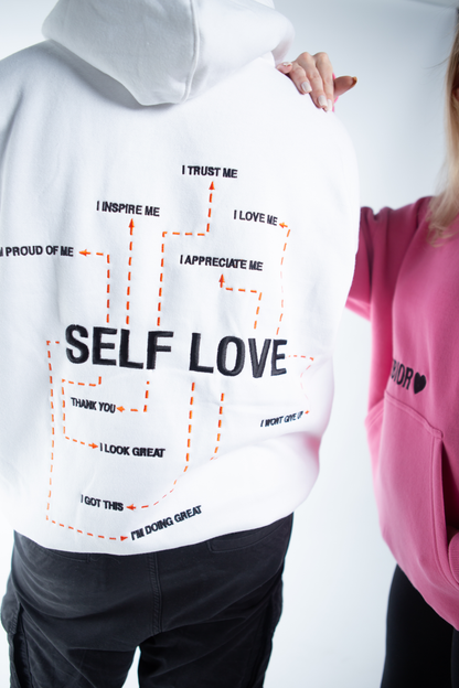 "SELF LOVE" Oversized Hoodie in White